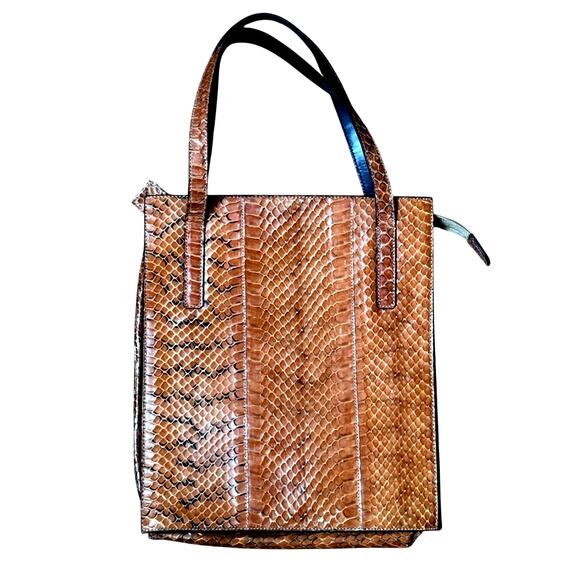 Anteprima Made in Italy Snake Leather Small Tote Bag Zipper Closure - Picture 1 of 10
